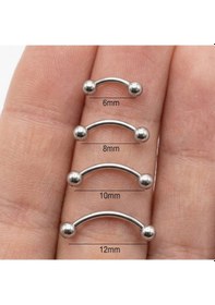Resim 4'lü Kararmaz Çelik Top Ve Koni Uçlu Labret Piercing Seti Tragus Helix Dudak Burun Conch Kıkırdak Gümüş 