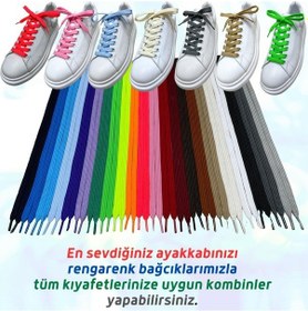 Resim İpekbazaar Exclusice 120 Cm Yassı Spor Ayakkabı Bağcığı, Çift Katmanlı Örgülü Sneakers Bağcık, 1 Çift 001 