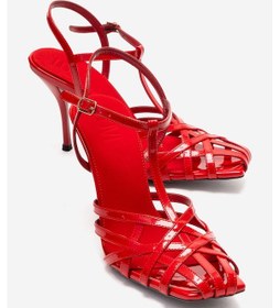 Resim Luvishoes Allos Kırmızı Rugan Kadın Topuklu Ayakkabı Kırmızı 