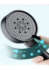 Resim 5 Fonksiyon Siyah Duş Başlığı Kendinden Yapışkanlı Duş Askısı 1,5 Beyaz 