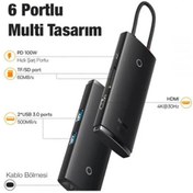 Resim Baseus WKQX050101 Örgülü Kablo Type-C 6ın1 Hub (2Usb 3.0 -Hdmı-Sd-TF-Type-C) 