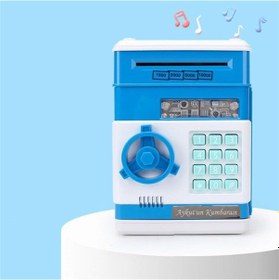 Resim Kişiye Özel Şifreli Otomatik Kağıt Para Alan Kasa Kumbara Mavi 