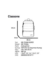 Resim Classone BP-TX304 Combo Serisi 15.6" Su Geçirmez Kumaş Ve Fermuar 