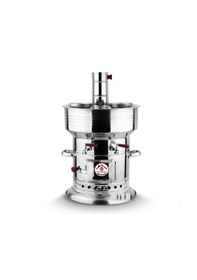 Resim 12 Litre Paslanmaz Metal Odunlu Kömürlü Çay Semaveri Büyük Çift Musluklu Odunlu Kömürlü Semaver 12 L 