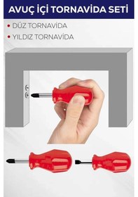 Resim Just Cheap Store 2'li Avuç Içi Tornavida Seti Düz Yıldız 