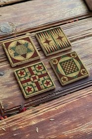 Resim Oscar Stone Decor Baskılı Doğaltaş Bardak Altlığı 4'Lü Set Desen Tile 4Dsn-214 