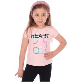 Resim Toontoy Kids Toontoy Kız Bebek Heart Baskılı Tişört Pudra 