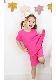 Resim MiaBaby Fırfırlı Şortlu Takım Fuşya 