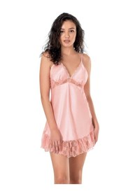 Resim Somon Kısa Saten Gecelik 