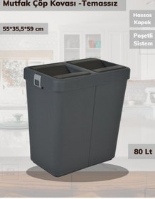Resim Jet's Home Çöp Kovası Bas Çek Mutfak Banyo Çöp Kutusu Antrasit 80 Litre 