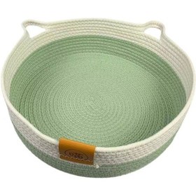 Resim Suntek Pamuklu Halat Kedi Yatağı El Dokuma Tırmalama Tahtası 