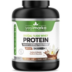 Resim Yeşilmarka Doğal Whey Protein Tozu - Çikolata/Vanilya 1540 Gr 
