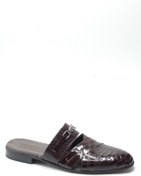 Resim Bruno Shoes Bordo Rugan Kroko Desenli Metal Aksesuarlı Neolit Taban Erkek Sabo Half Shoes 