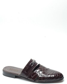 Resim Bruno Shoes Bordo Rugan Kroko Desenli Metal Aksesuarlı Neolit Taban Erkek Sabo Half Shoes 