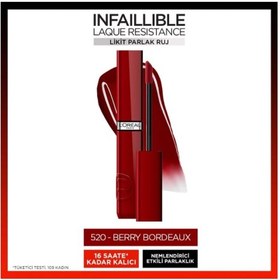Resim L'ORÉAL PARİS INFAİLLİBLE MATTE RESİSTANCE LİKİT PARLAK RUJ 520 BERRY BORDEAUX 