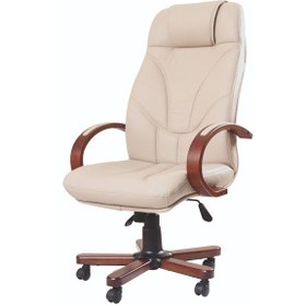 Resim May2 Yönetici Makam - Ofis Müdür - Büro - Çalışma Koltuğu Krem Renk Ahşap Ayaklı Krem 