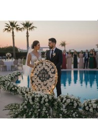 Resim Düğün-nişan- Misafir Hatıra Anı Kutusu-defteri Siyah Mdf Yuvarlak 50 Cm Çapında Şövale Ve Kalem Hediyeli 