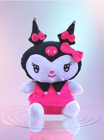 Resim Kuromi Peluş Oyuncak 25cm Sanrio Kawaii Marka Etiketli Kuromi Siyah Renk 
