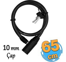 Resim Bisiklet Halat Zincir Kilidi 65 cm Çelik Kilit Çap 10 mm Ø Hırsız Önleme Güvenlik 1 Adet 