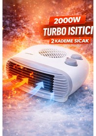 Resim Turbo Fanlı 2000w Elektrikli Isıtıcı - 2 Kademeli Sessiz Ve Güvenli Sıcak Hava Üfleme Turbo Soba 