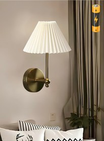 Resim Modern Tasarım Umbrella Pilli Aplik Pileli Krem Abajur Kablosuz Tak Çalıştır Eskitme Gold Sarı Siyah 