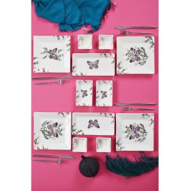 Resim Piatti Naturali 12 Parça 4 Kişilik Kelebek Kahvaltı Takımı Handmade Kahvaltılık Sunum Seti Servis Tabakları 