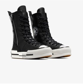 Resim Converse Chuck 70 Plus Unisex Siyah Deri Platform Sneaker Düz A08340c Siyah 