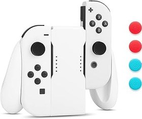 Resim FUNDIARY Nintendo Switch ve Switch OLED Joycon ile Uyumlu Konforlu Şarj Tutacağı, Joycon Kumandası için El Aksesuarları, LED Göstergeli Şarj Kablosu ve 6 Parmak Kapağı 