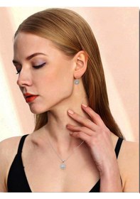 Resim Brezza Lusso Jewelry 925 Ayar Aster Çiçeği Zirconia Taşlı Işıltılı Kolye Küpe Set 