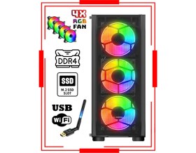 Resim Zeiron Ares RX20 Intel Core I5-14400F 16GB Ddr4 Ram 256GB M.2 SSD + 1tb HDD 8gb 256BIT RX580 Oyuncu Masaüstü Bilgisayar 