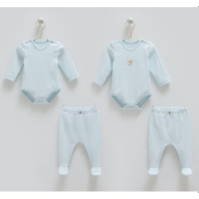 Resim Caramell %100 Pamuk Hello Forest 4'lü Body Pantolon Set Crml.bpe1959 Mavi 