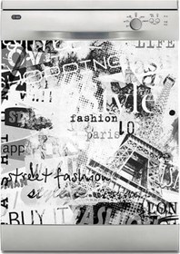 Resim Bulaşık Makinesi Sticker Kaplama Beyaz Eşya Kaplama Paris Moda 
