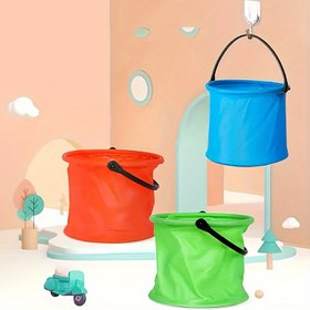 Resim Mini Katlanabilir Plaj Kovası - Plaj ve Su Oyunları için Mükemmel, Çok Amaçlı Açık Hava Bahçe Sulama, Temizlik, Kamp, Seyahat, Plaj, Piknik 