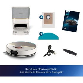 Resim Philips XU7100/01 Homerun 7000 Aqua Robot Süpürge - Titreşimli Mop & Lazer Navigasyon Halı Tanıma 