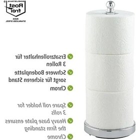 Resim Paslanmaz Çelik Yedek Tuvalet Rulosu Tutucu, 3 Rulo Kapasiteli 16.5 x 12.2 x 11.2 CM 