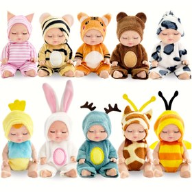 Resim 10 Minyatür Çocuk Oyuncakları, 4 İnç Gerçekçi Hayvan Kostümlü Bebekler, Canlı Hediye Kutularında Sevimli PVC Mini Bebekler, Kız ve Erkek Çocuklar için Tatil Partisi Hediyeleri, Doğum Günü Hediyesi, Cadılar Bayramı Hediyeleri 