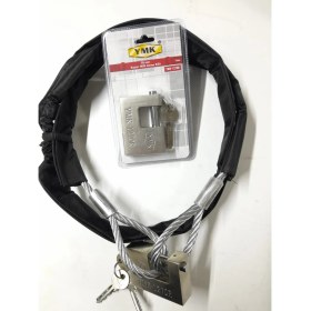 Resim Lawrence Shop 1.5 Metre Çelik Halat Yuma Kilit Motorsiklet Bağlama Halat Motosiklet Zincir Kılıflı 