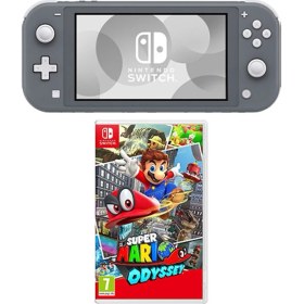 Resim Nintendo Switch Lite Konsol Gri + Nintendo Super Mario Odyssey Switch Oyun 
