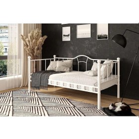 Resim Reyo Kamelya Sedir Metal Karyola Beyaz 100x200 