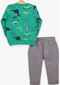 Resim Breeze Erkek Bebek Eşofman Takımı Dinozor Baskılı Yeşil (9 Ay-2 Yaş) 