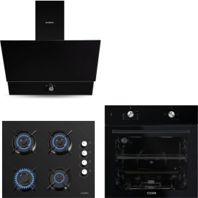 Resim KUMTEL Home Siyah Cam Ankastre Set 