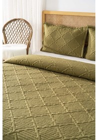 Resim Rivaistanbul Edda Haki Nakışlı Çift Kişilik Yatak Örtüsü Takımı 3 Parça Uyku Seti Hakii 