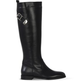 Resim Bueno Shoes Siyah Deri Kadın Düz Çizme 33wc12020 