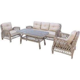 Resim Mira Rattan Bahçe Oturma Grubu 3+1+1 Sehpalı Bahçe Takımı 