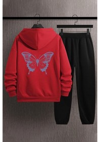 Resim Butterfly Baskılı Eşofman Takımı Kırmızı 