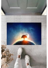 Resim Dijital Galaxy Ağaç Mavi Kapı Paspası Dış Mekan Paspas K-2114 