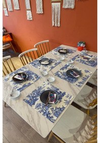 Resim Toile De Jouy %100 Pamuk 6 Lı Amerikan Servis Seti 37x42 Cm - Zt300 Ekru 