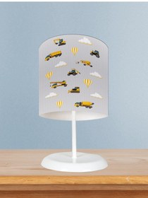 Resim Mekta Home Bebek Ve Çocuk Odası İş Makinalı Gri Yol Desenli Abajur 