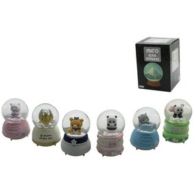 Resim Büyük Boy - 10cm Pilli - Işıklı Müzikli Kar Küresi Cam Hayvan Figürlü - Desen Mix Renkli Herhangi Bi 