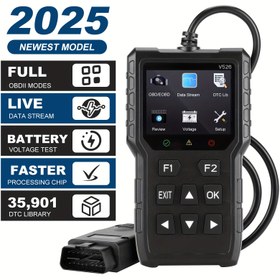Resim 2025 Yükseltilmiş OBD2 Tarama Diagnostik Aracı – Gerçek Zamanlı Veriler, Pil Voltaj Testi ve Araç Bilgileri ile Tam Motor Kod Okuyucu, OBD Destekli, Kodları Temizle 